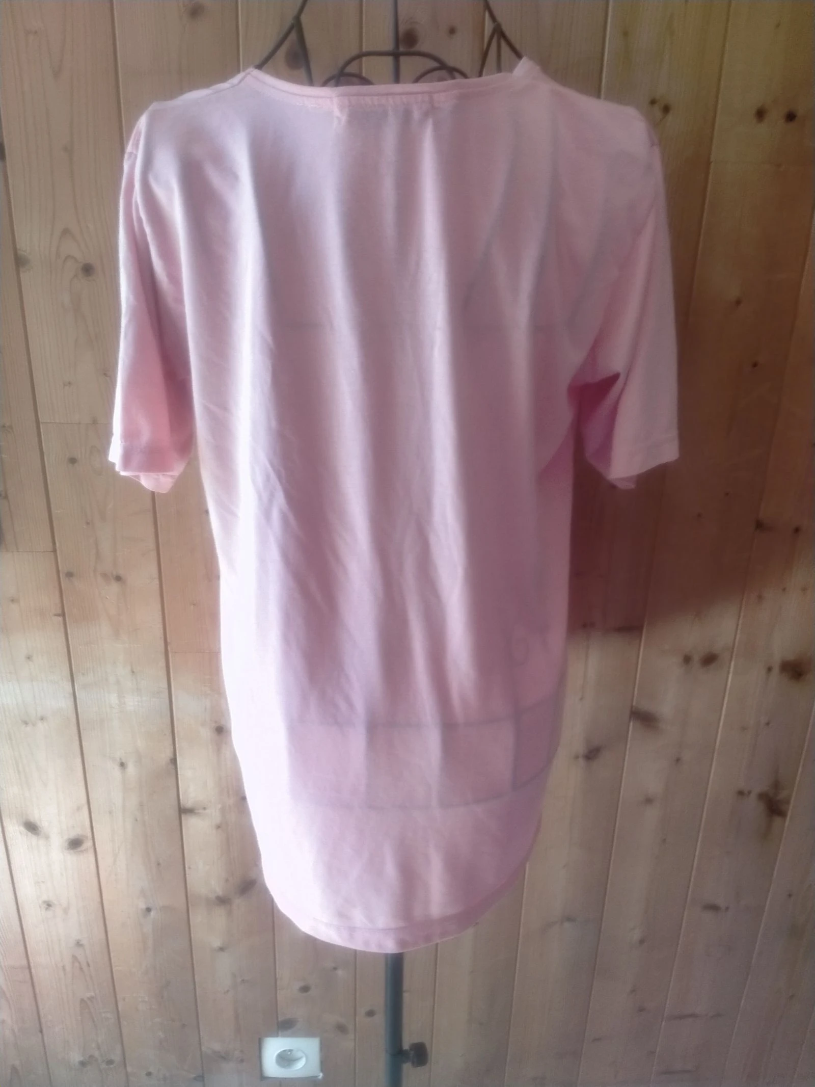 T-shirt rosa Hoang Collection mulher L bordado flores strass mangas curtas – photo 5